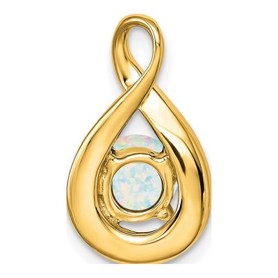 14K Yellow Gold Lab-Created Opal & Diamond Slide Pendant – view 4
