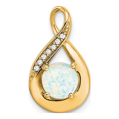 14K Yellow Gold Lab-Created Opal & Diamond Slide Pendant