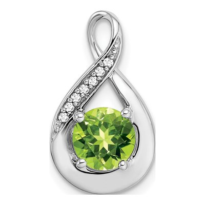 14K White Gold Peridot & Diamond Slide Pendant