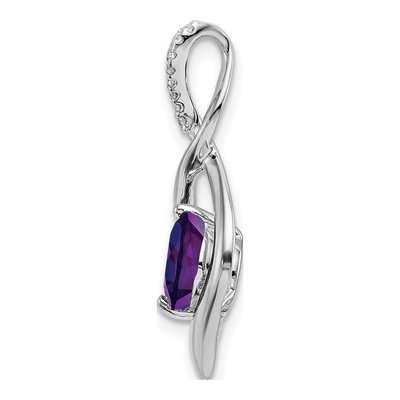 14K White Gold Amethyst & Diamond Round Fancy Pendant – view 2