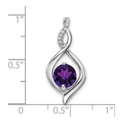 14K White Gold Amethyst & Diamond Round Fancy Pendant – view 3