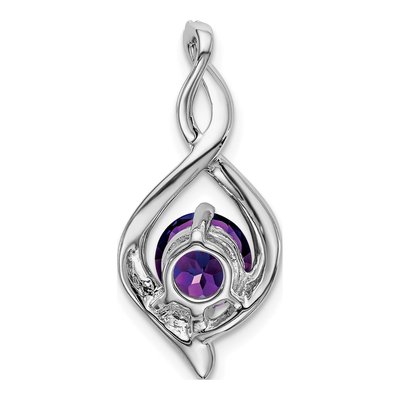 14K White Gold Amethyst & Diamond Round Fancy Pendant – view 4