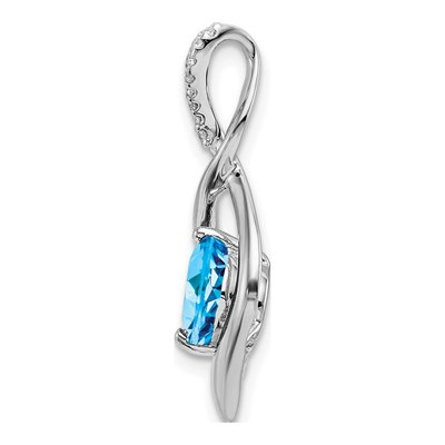 14K White Gold Swiss Blue Topaz & Diamond Pendant – view 3