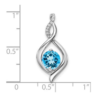 14K White Gold Swiss Blue Topaz & Diamond Pendant – view 4