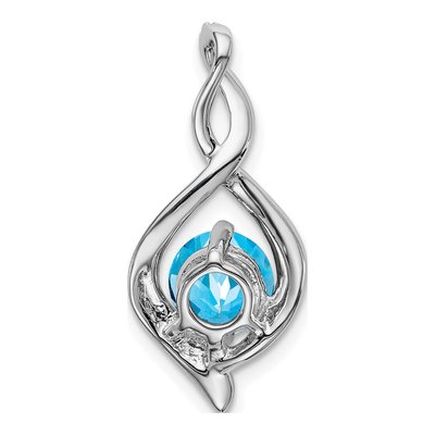 14K White Gold Swiss Blue Topaz & Diamond Pendant – view 5
