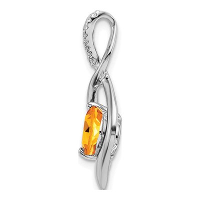 14K White Gold Citrine & Diamond Round Fancy Pendant – view 2