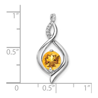 14K White Gold Citrine & Diamond Round Fancy Pendant – view 3