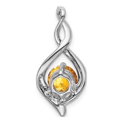 14K White Gold Citrine & Diamond Round Fancy Pendant – view 4