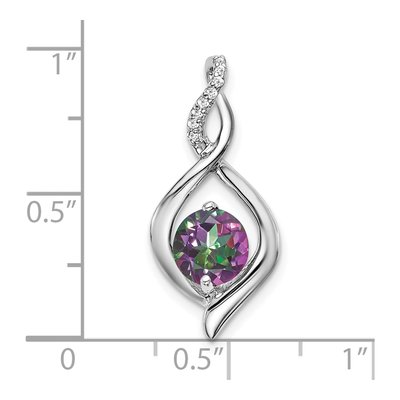 14K White Gold Mystic Fire Topaz & Diamond Round Pendant – view 3