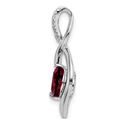 14K White Gold Garnet & Diamond Round Fancy Pendant – view 2