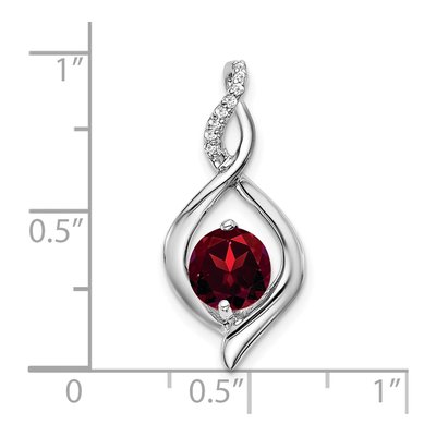14K White Gold Garnet & Diamond Round Fancy Pendant – view 3
