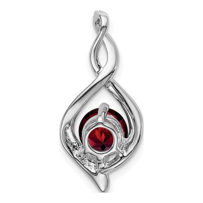 14K White Gold Garnet & Diamond Round Fancy Pendant – view 4