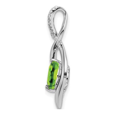 14K White Gold Peridot & Diamond Fancy Pendant – view 3