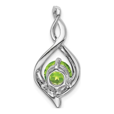 14K White Gold Peridot & Diamond Fancy Pendant – view 5