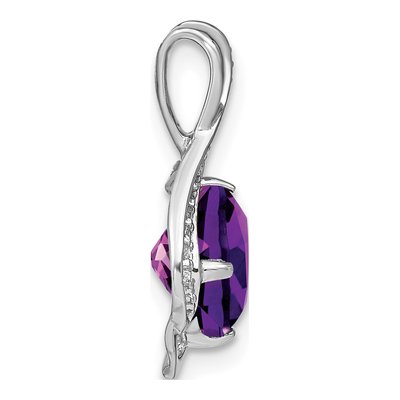 14K White Gold 1/15 ct tw Amethyst & Diamond Fancy Slide Pendant – view 2