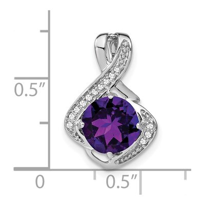 14K White Gold 1/15 ct tw Amethyst & Diamond Fancy Slide Pendant – view 3