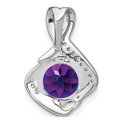 14K White Gold 1/15 ct tw Amethyst & Diamond Fancy Slide Pendant – view 4