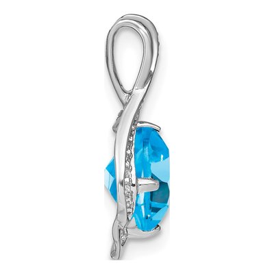 14K White Gold 1/15 ct tw Swiss Blue Topaz & Diamond Slide Pendant – view 3