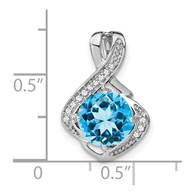 14K White Gold 1/15 ct tw Swiss Blue Topaz & Diamond Slide Pendant – view 4