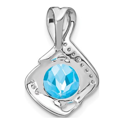 14K White Gold 1/15 ct tw Swiss Blue Topaz & Diamond Slide Pendant – view 5