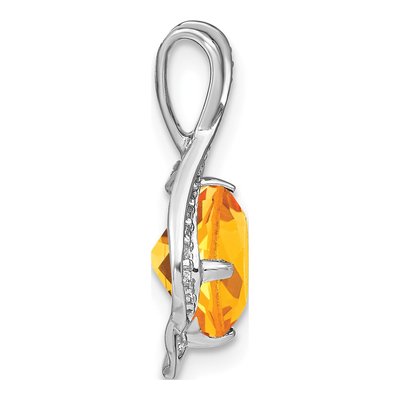 14K White Gold 1/15 ct tw Citrine & Diamond Fancy Slide Pendant – view 2