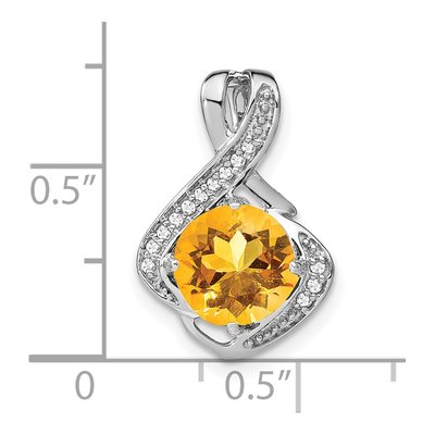 14K White Gold 1/15 ct tw Citrine & Diamond Fancy Slide Pendant – view 3