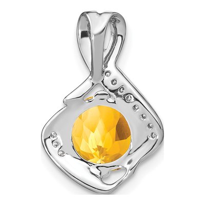 14K White Gold 1/15 ct tw Citrine & Diamond Fancy Slide Pendant – view 4