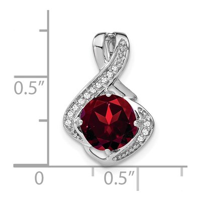 14K White Gold 1/15 ct tw Garnet & Diamond Slide Pendant – view 3