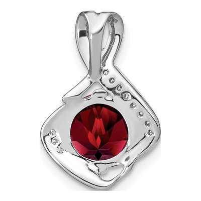 14K White Gold 1/15 ct tw Garnet & Diamond Slide Pendant – view 4