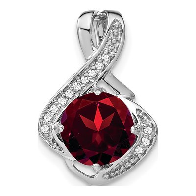 14K White Gold 1/15 ct tw Garnet & Diamond Slide Pendant