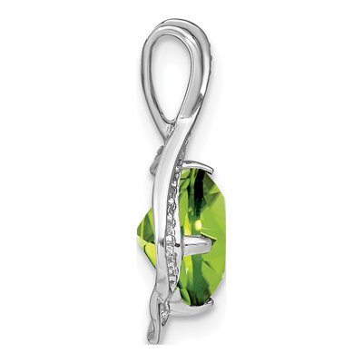 14K White Gold 1/15 ct tw Peridot & Diamond Fancy Slide Pendant – view 2