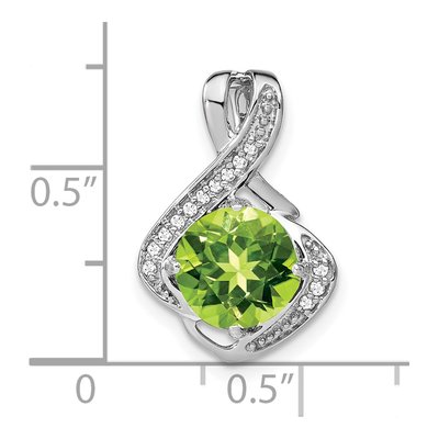 14K White Gold 1/15 ct tw Peridot & Diamond Fancy Slide Pendant – view 3