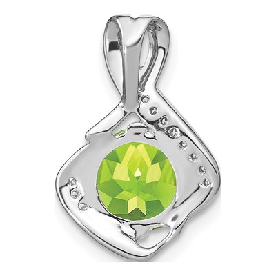 14K White Gold 1/15 ct tw Peridot & Diamond Fancy Slide Pendant – view 4