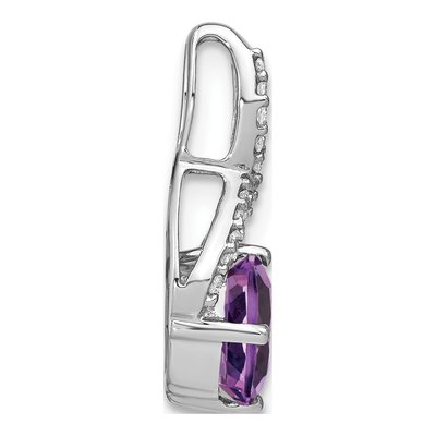14K White Gold 1/10 ct tw Amethyst & Diamond Slide Pendant – view 2