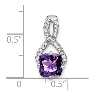 14K White Gold 1/10 ct tw Amethyst & Diamond Slide Pendant – view 3