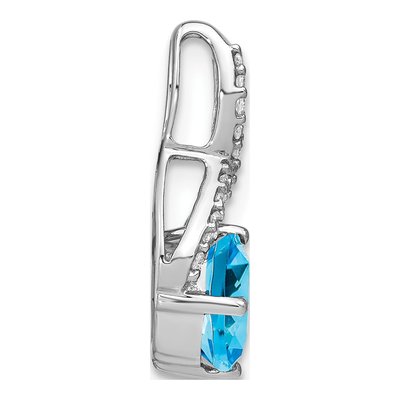 14K White Gold 1/10 ct tw Swiss Blue Topaz & Diamond Slide Pendant – view 2