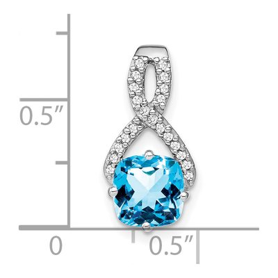 14K White Gold 1/10 ct tw Swiss Blue Topaz & Diamond Slide Pendant – view 3