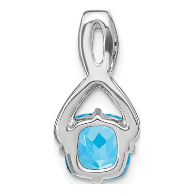 14K White Gold 1/10 ct tw Swiss Blue Topaz & Diamond Slide Pendant – view 4