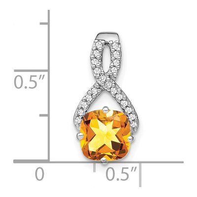 14K White Gold 1/10 ct tw Citrine & Diamond Slide Pendant – view 3