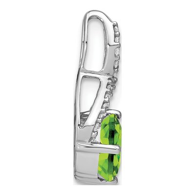 14K White Gold 1/10 ct tw Peridot & Diamond Slide Pendant – view 2