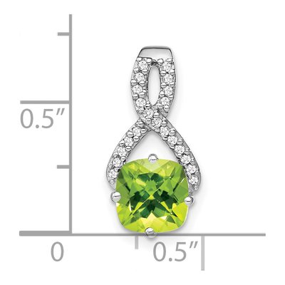 14K White Gold 1/10 ct tw Peridot & Diamond Slide Pendant – view 3