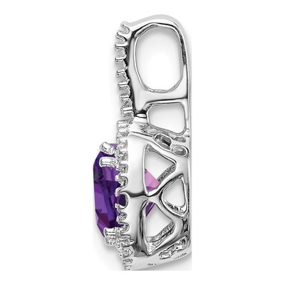 14K White Gold Amethyst & Diamond Cushion Pendant – view 2