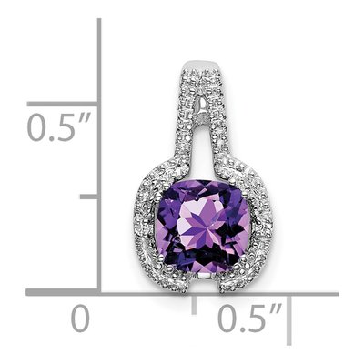 14K White Gold Amethyst & Diamond Cushion Pendant – view 3