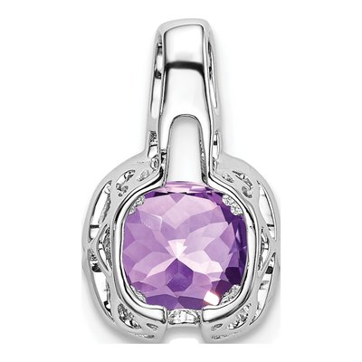 14K White Gold Amethyst & Diamond Cushion Pendant – view 4