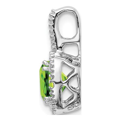 14K White Gold Peridot & Diamond Cushion Pendant – view 2