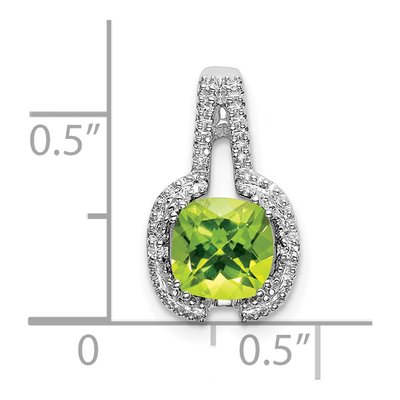14K White Gold Peridot & Diamond Cushion Pendant – view 3