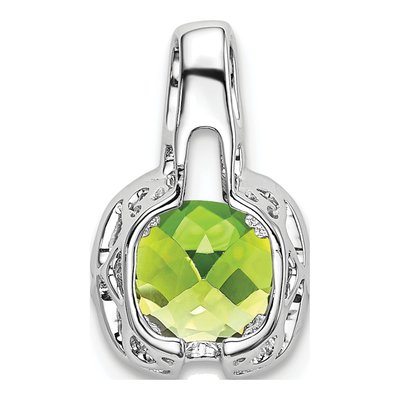14K White Gold Peridot & Diamond Cushion Pendant – view 4