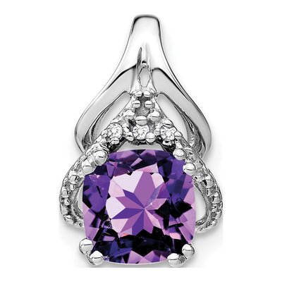 14K White Gold Amethyst & Diamond Slide Pendant
