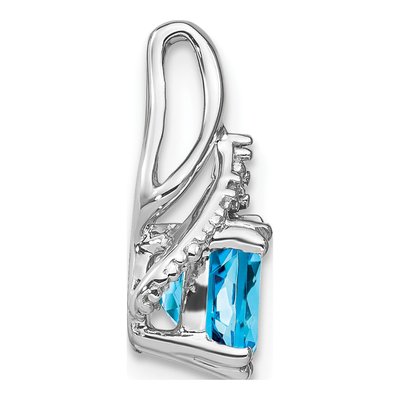 14K White Gold Swiss Blue Topaz & Diamond Slide Pendant – view 2