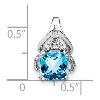 14K White Gold Swiss Blue Topaz & Diamond Slide Pendant – view 3